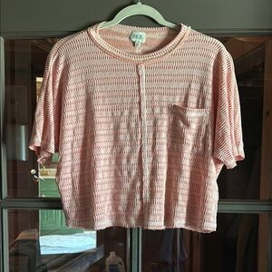 BKE Light Pink Textured Knit Tee